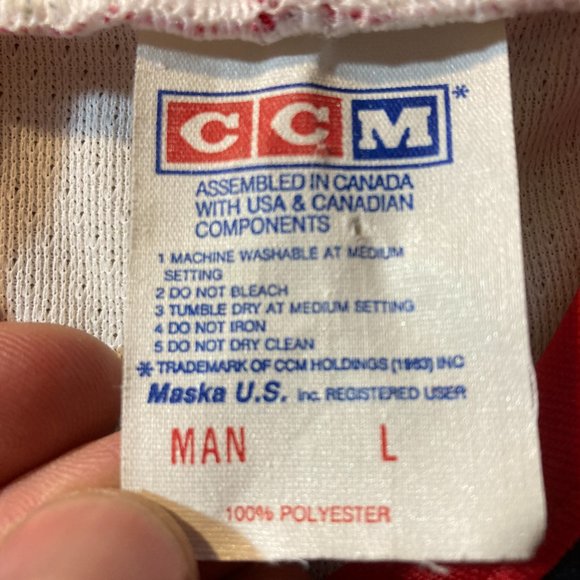 Vintage CCM Calgary Flames Mens Large L Sewn White Hockey Jersey - Picture 8 of 11